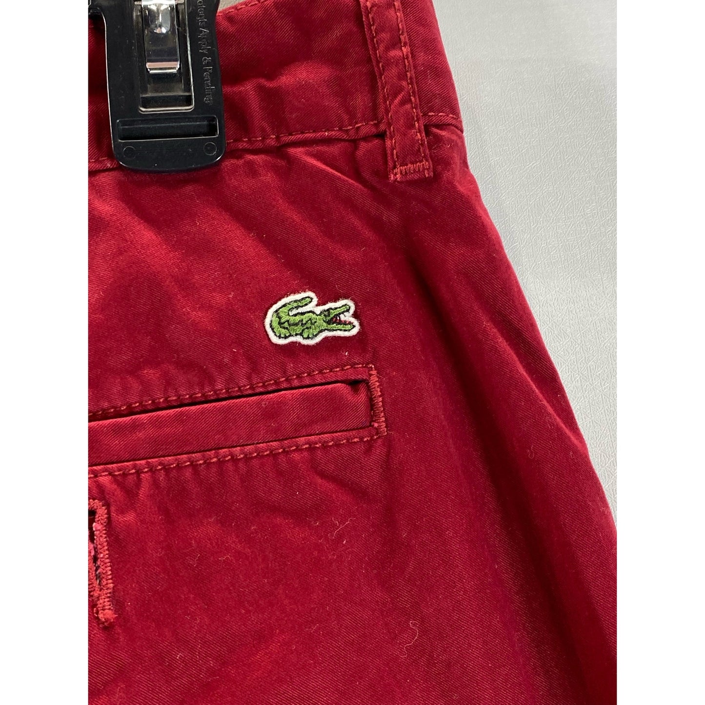 LACOSTE Men's Red Classic-Fit Straight-Leg Twill Chino Pant SZ 34