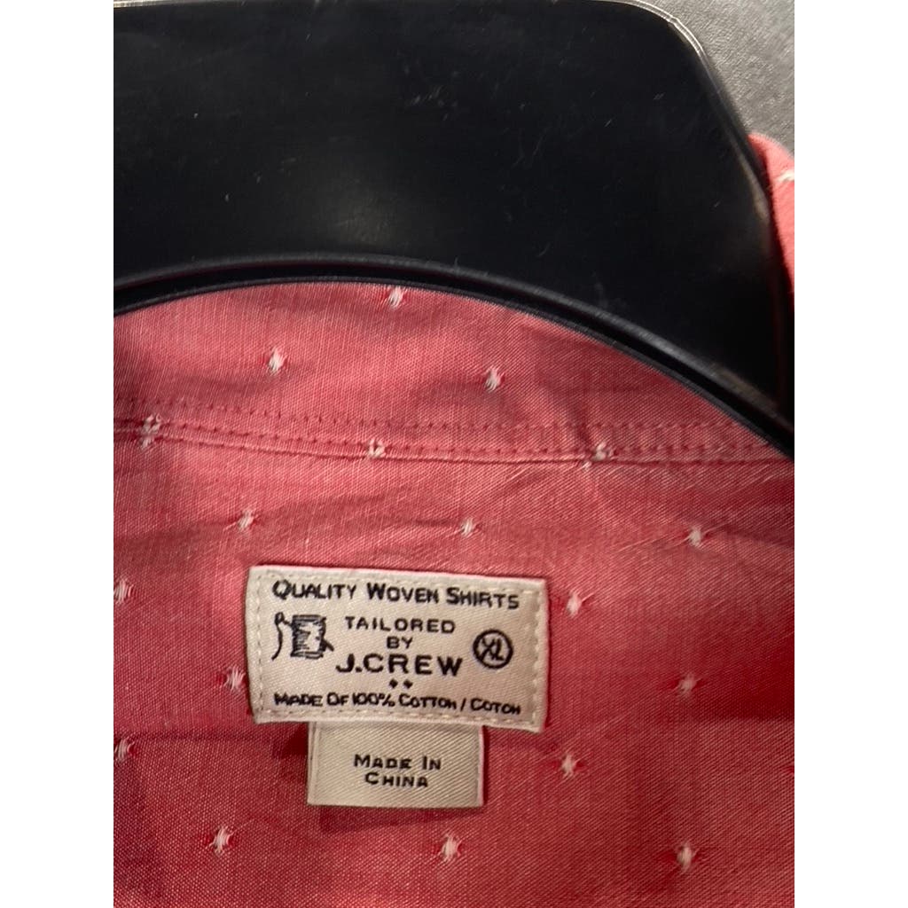 J.CREW Men's Red Textured Regular-Fit Cotton Button-Up Long Sleeve Shirt SZ XL