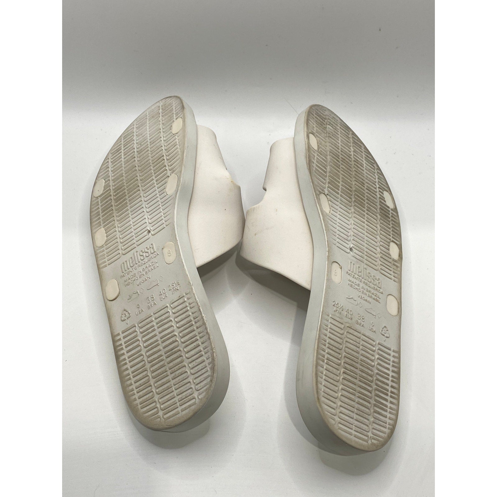 MELISSA Women's White Two Strap Slide Sun Malibu Sandals SZ 9