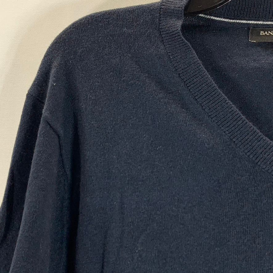 BANANA REPUBLIC Men's Navy Cotton-Blend V-Neck Pullover Sweater SZ M