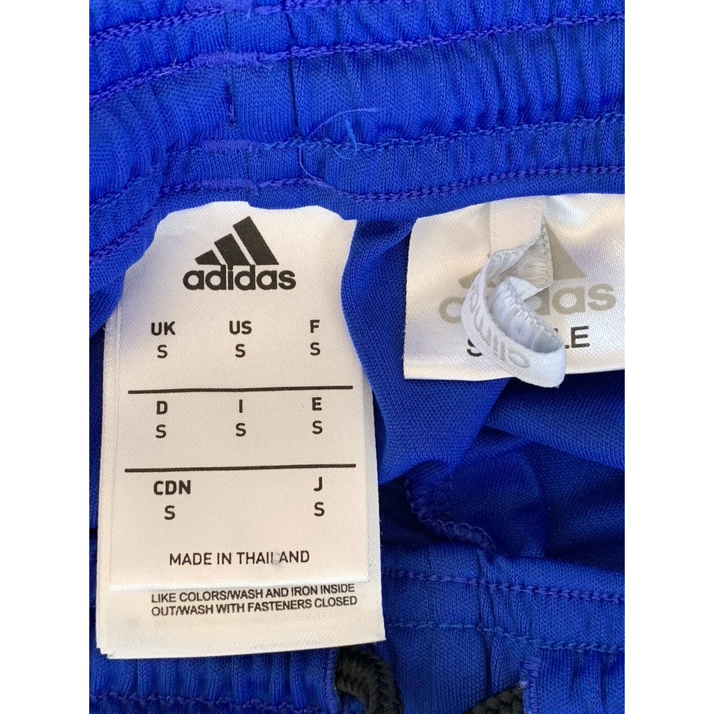ADIDAS Women's Blue/White 3-Stripe Elastic Waist Climacool Pull-On Shorts SZ S