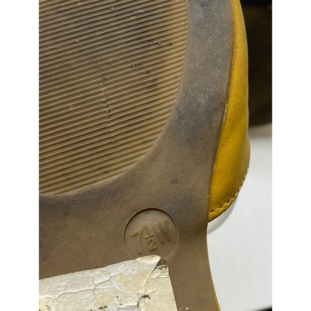 HARBORSIDES Women's Mustard Yellow Paxton Pointed-Toe Ankle-Strap Flats SZ 7.5