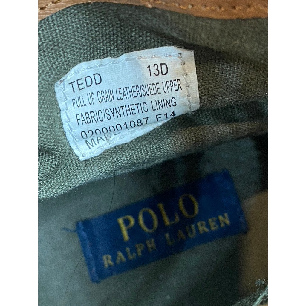POLO RALPH LAUREN Men's Brown Leather-Suede Lace-Up High-Top Tedd Boots SZ 13