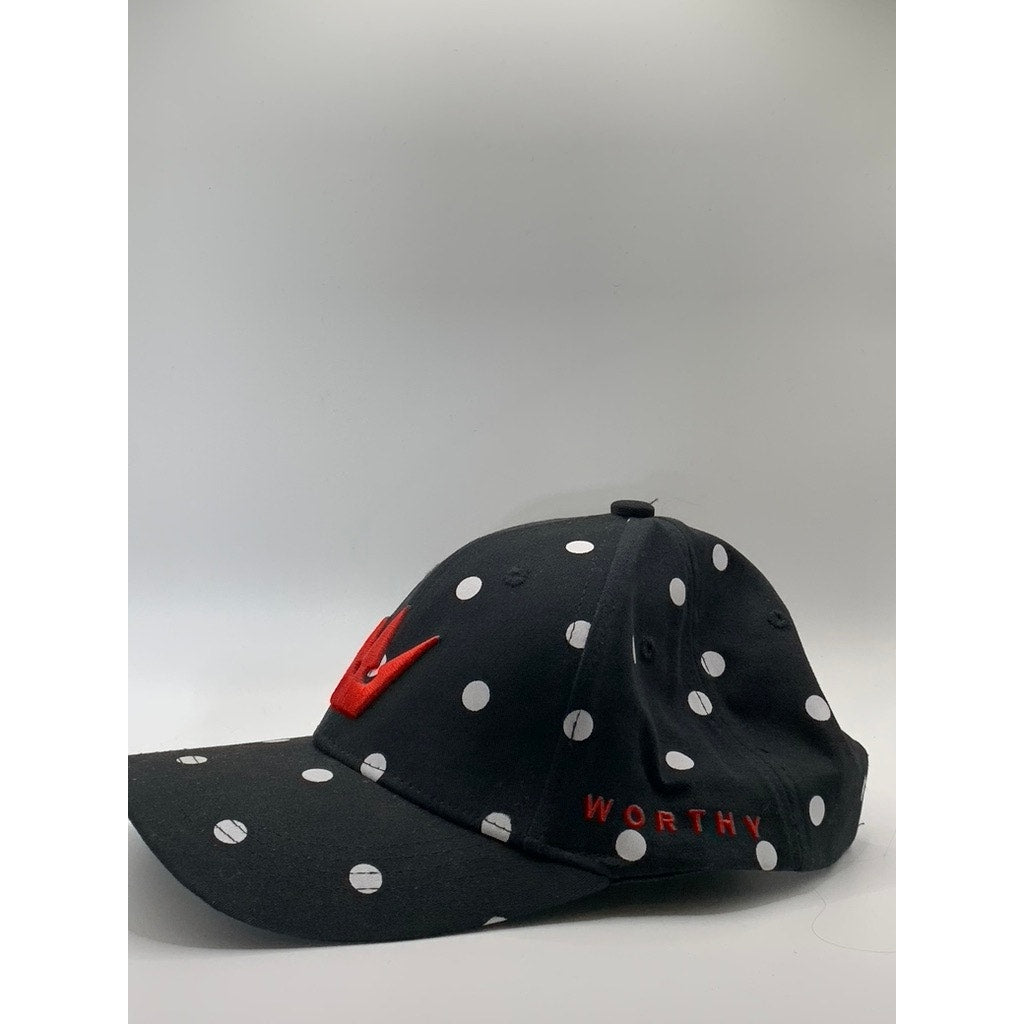 UNBRANDED Men's Black/White/Red Embroidered Logo Polka Dot Adjustable Hat OS