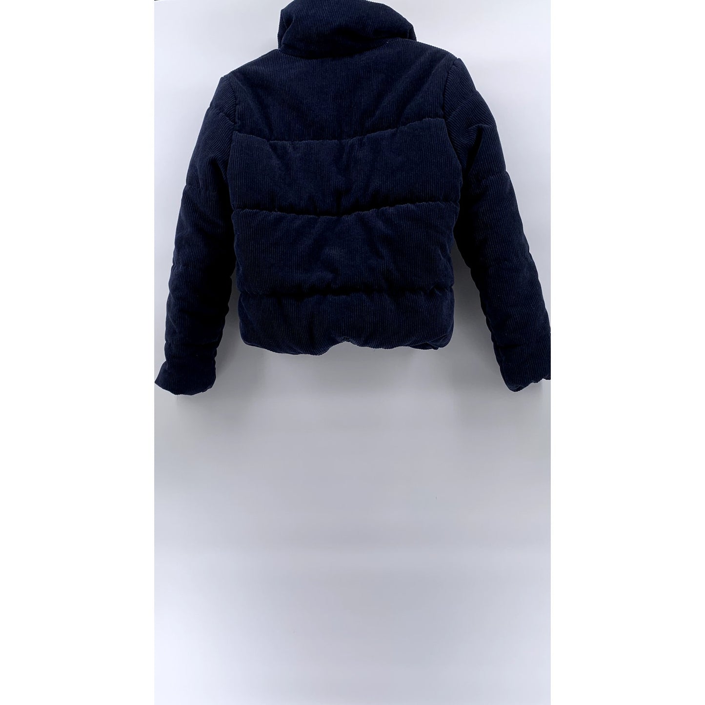 AMBIANCE OUTWEAR Women's Navy Blue Corduroy Stand Collar Puffer Jacket SZ S
