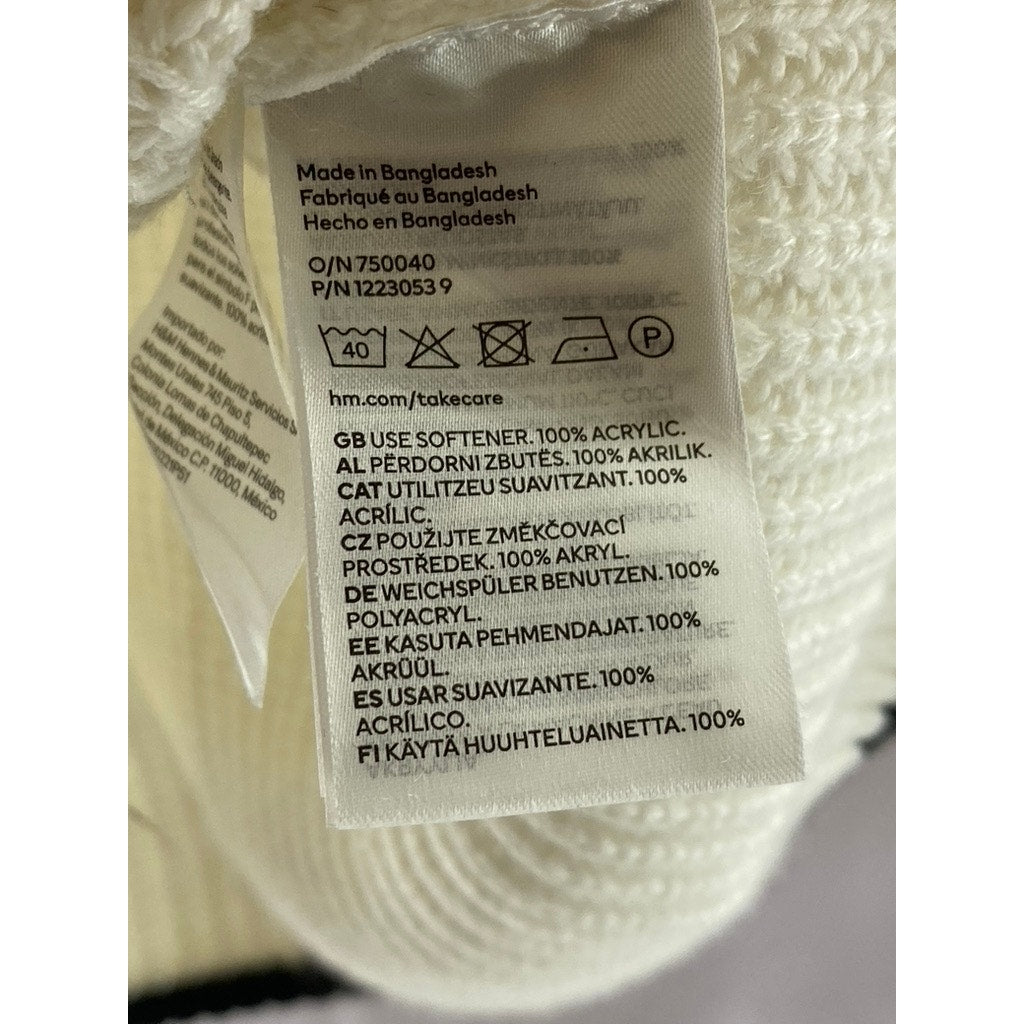 DIVIDED By H&M Women's Cream-Black Rib-Knit V-Neck Pullover Sweater Vest SZ S