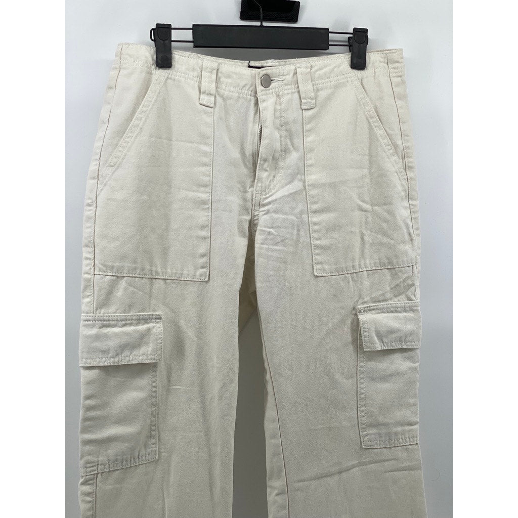 AEROPOSTALE Women's Off-White Low-Rise Flare Utility Cargo Pants SZ M