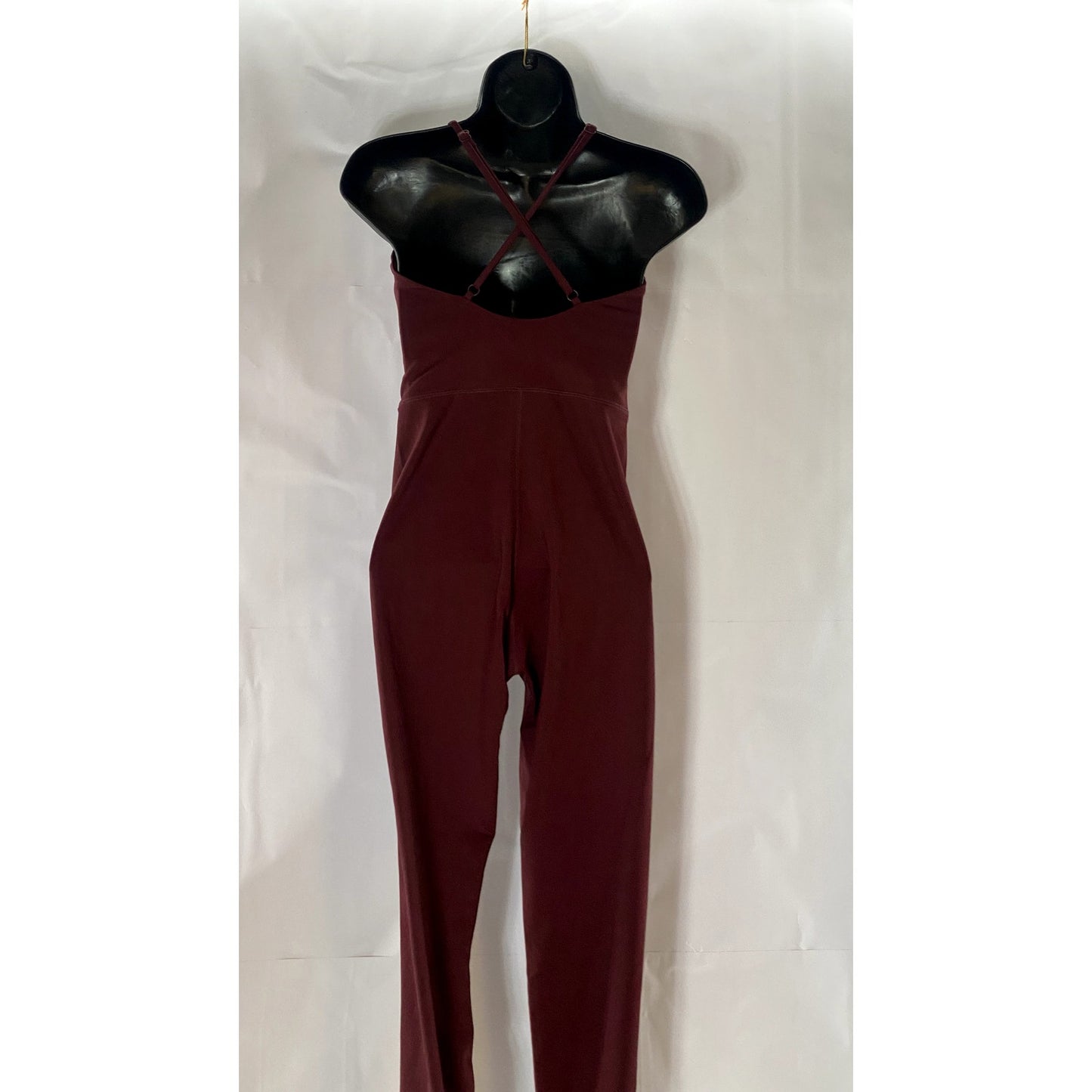 IVL Women's Burgundy V-Neck Spaghetti Cross Back Jumpsuit SZ 6