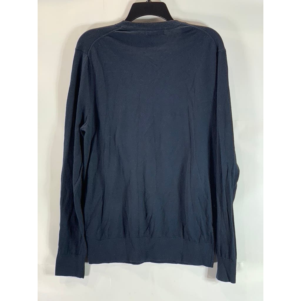 BANANA REPUBLIC Men's Navy Cotton-Blend V-Neck Pullover Sweater SZ M