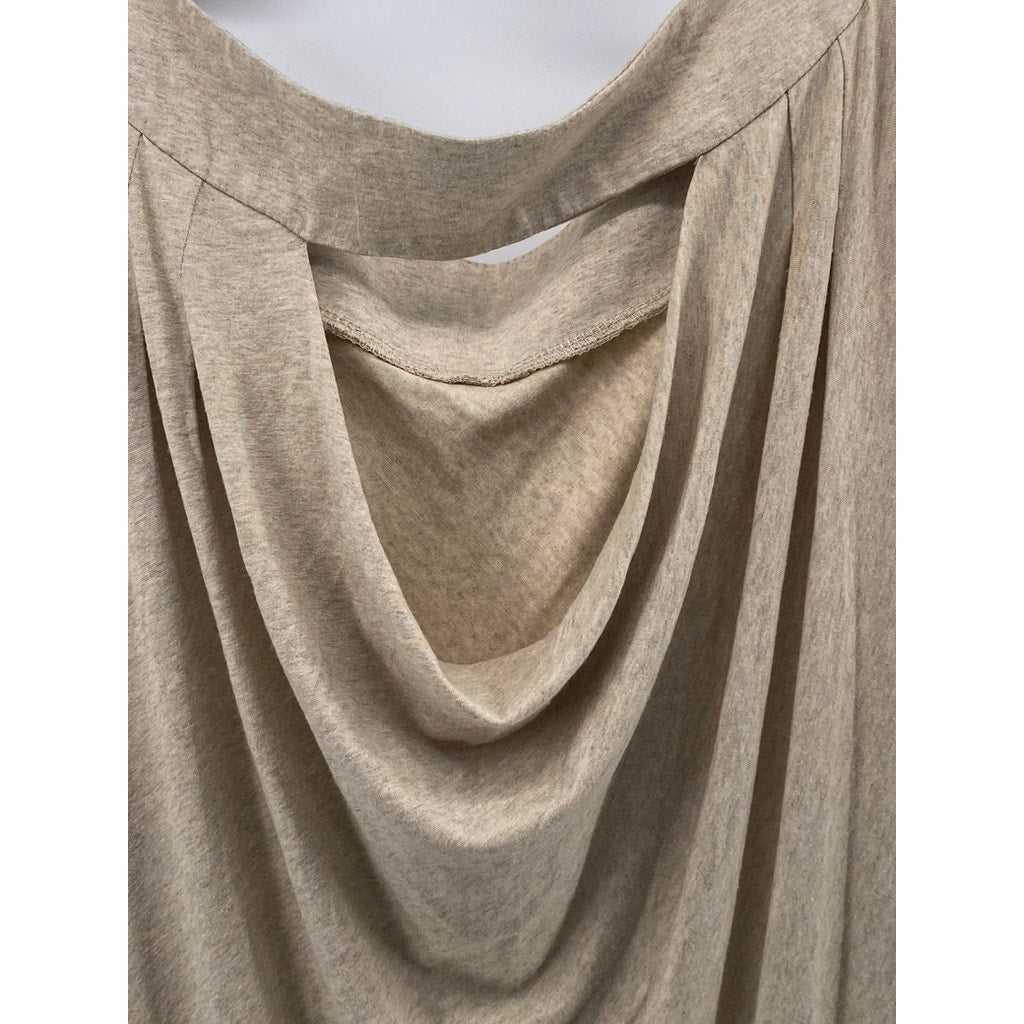 AKIKO Women's Tan Crewneck Sleeveless Cutout Drapey Back Casual Mini Dress SZ XS