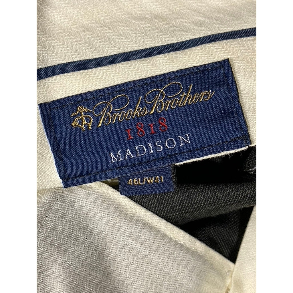 BROOKS BROTHERS 1818 Men's Charcoal Madison Traditional-Fit Wool Pant SZ 41x46