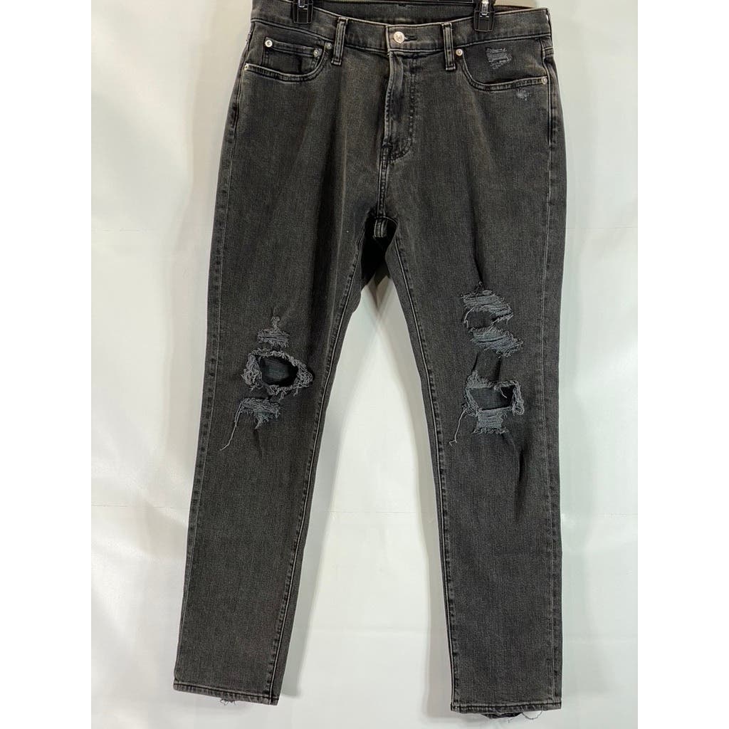 ABERCROMBIE & FITCH Men's Washed Black Distressed Athletic Skinny-Fit Jean SZ 34