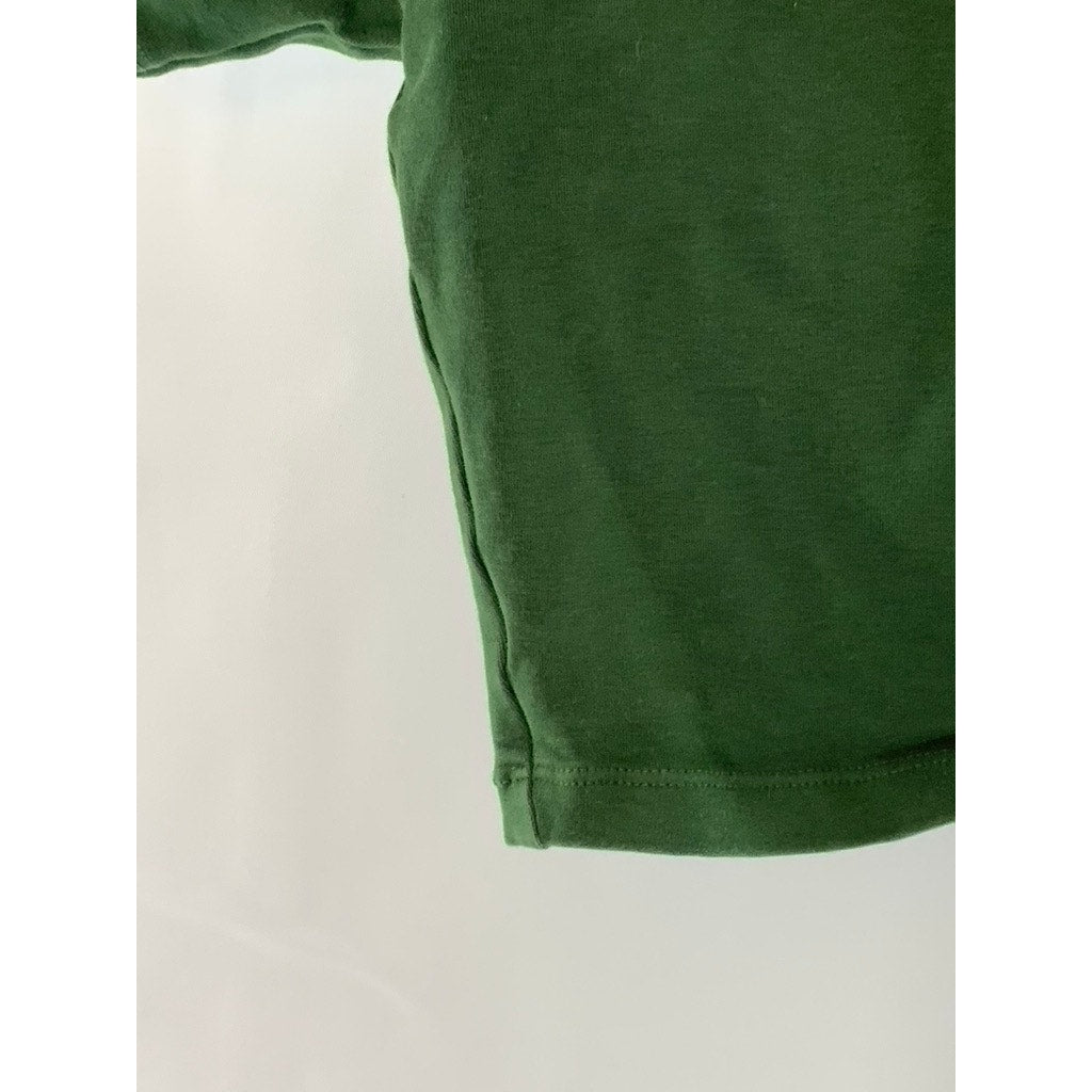 LOS ANGELES APPAREL Women's Dark Green Crewneck Cotton Spandex Crop Top SZ XS