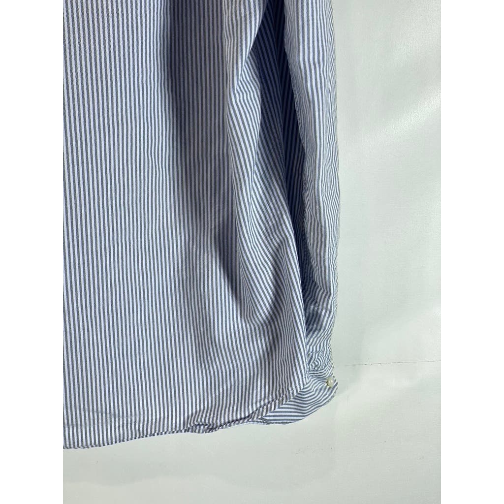 J.CREW Men's Blue/White Striped Slim-Fit Oxford Button-Up Long Sleeve Shirt SZXL