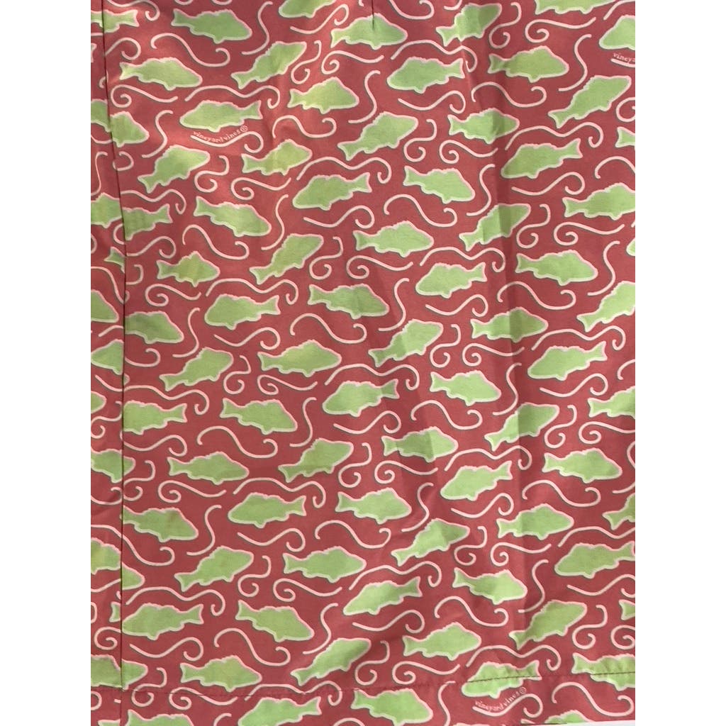VINEYARD VINES Women's Pink/Green Fish Printed Wrap Mini Skirt SZ L