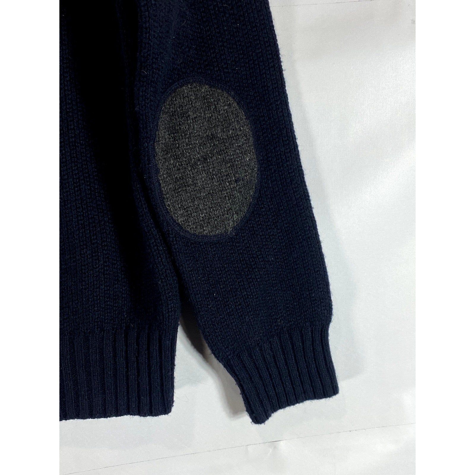 ABERCROMBIE & FITCH Men's Black Knit Crewneck Elbow-Patch Muscle Sweater SZ S