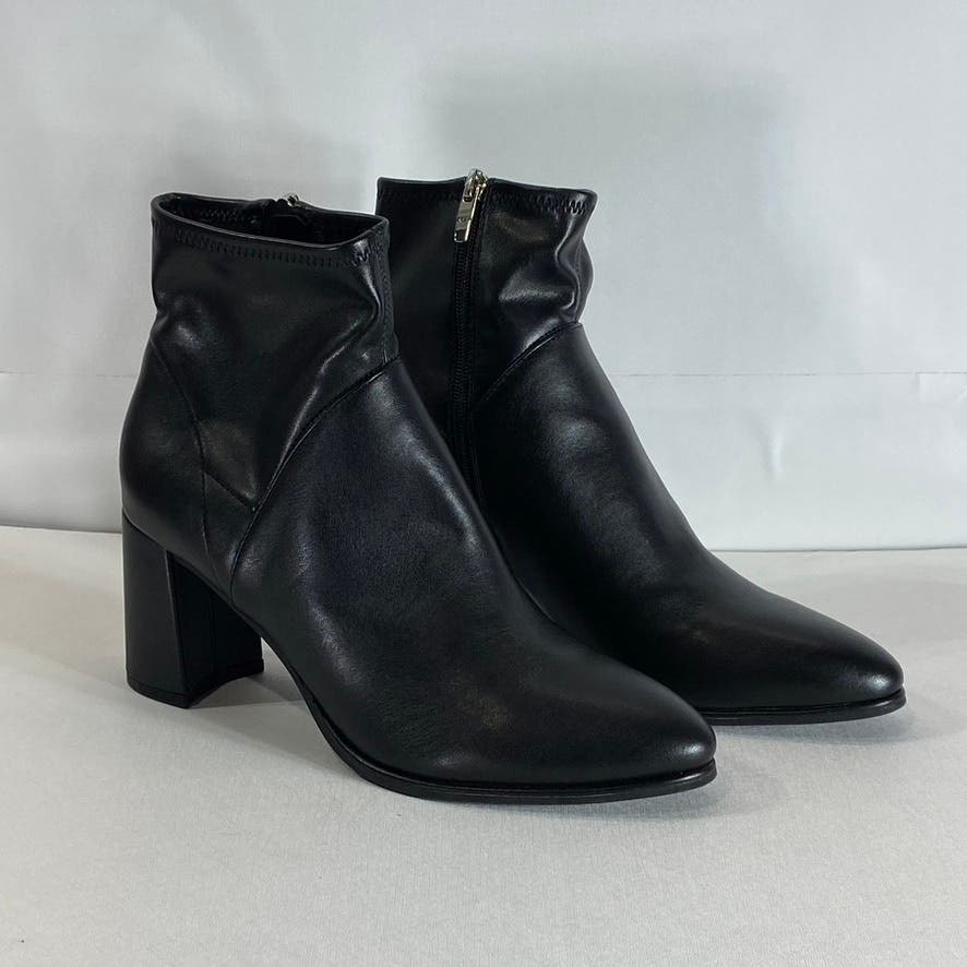MARC FISHER Women's Black Faux Leather Dyvine Block-Heel Ankle Booties SZ 10