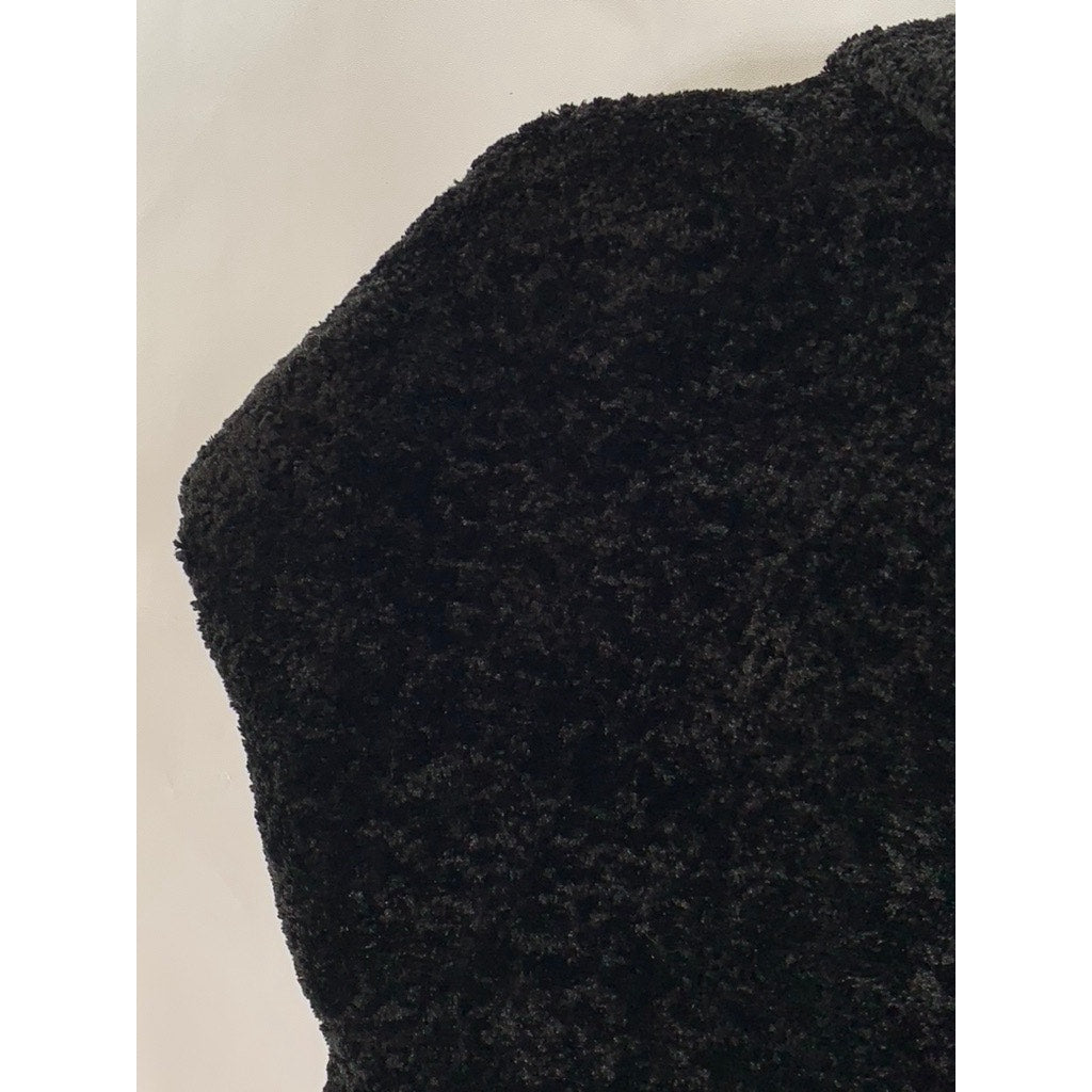 DRESSBARN COLLECTION Women's Black Faux-Fur Open-Front Shawl SZ M
