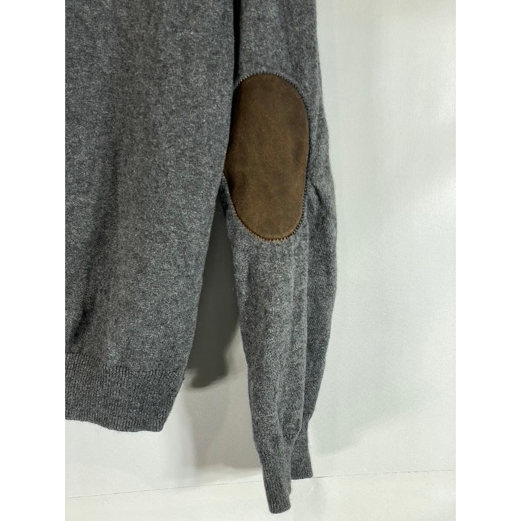BANANA REPUBLIC Men's Heather Gray Cotton-Cashmere Elbow-Patch Sweater SZ S