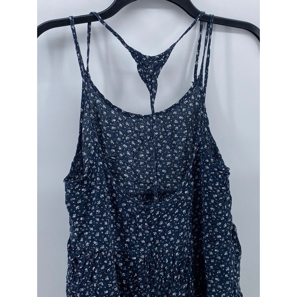 ANB APPAREL Women's Navy Blue Floral Print Scoop-Neck Spaghetti Strap Top SZ S