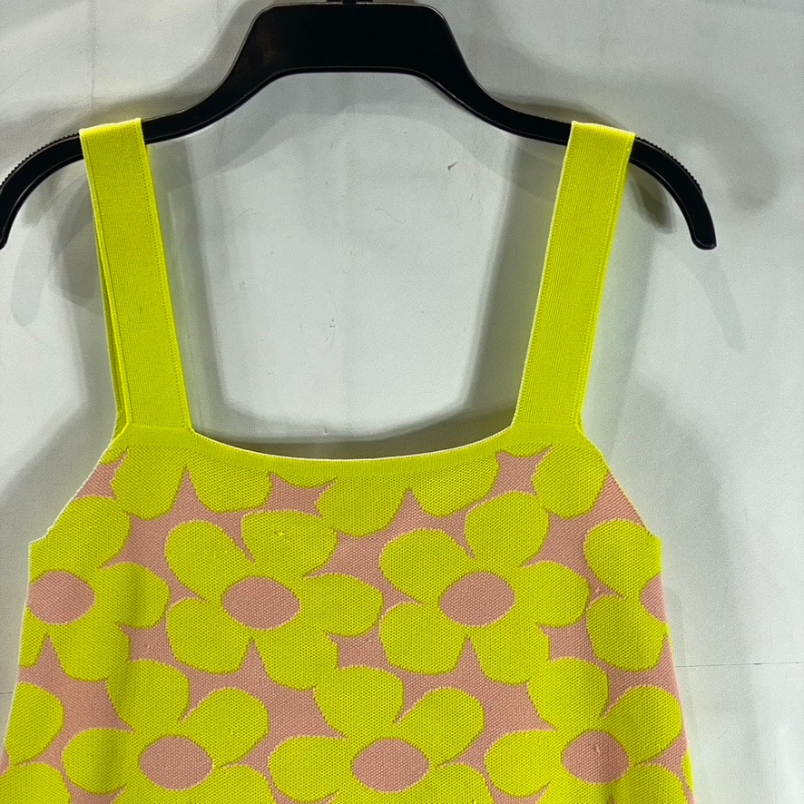 ZARA Women's Yellow/Pink Floral Square-Neck A-Line Mini Dress SZ S