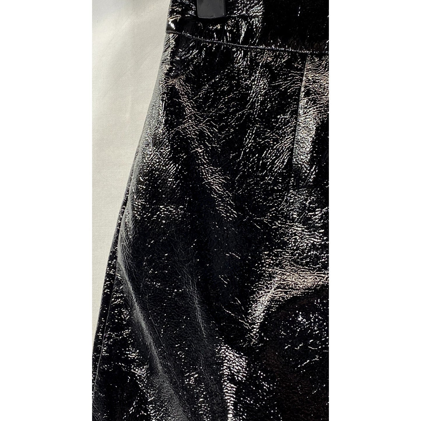 ANN SHEN Women's Black Faux Leather Straight Mini Skirt SZ L