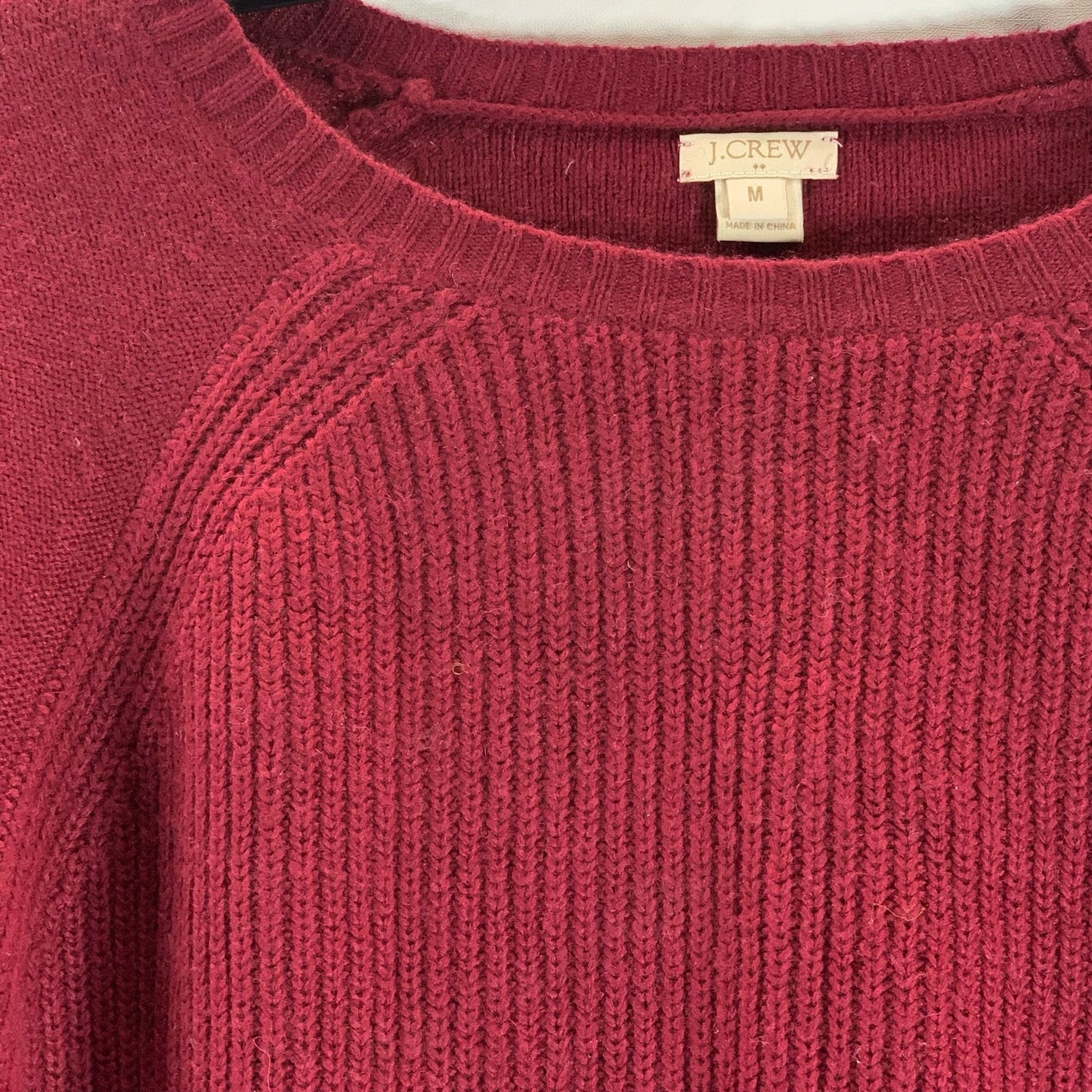 J. CREW FACTORY Women's Burgundy Warmspun Swingy Elbow-Patch Sweater SZ M