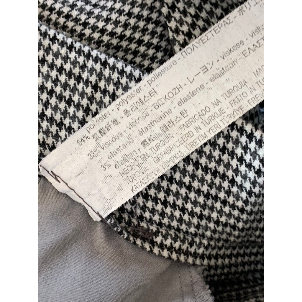 ZARA Trafaluc Women's Black/White Houndstooth Belted Straight-Leg Pant SZ XS