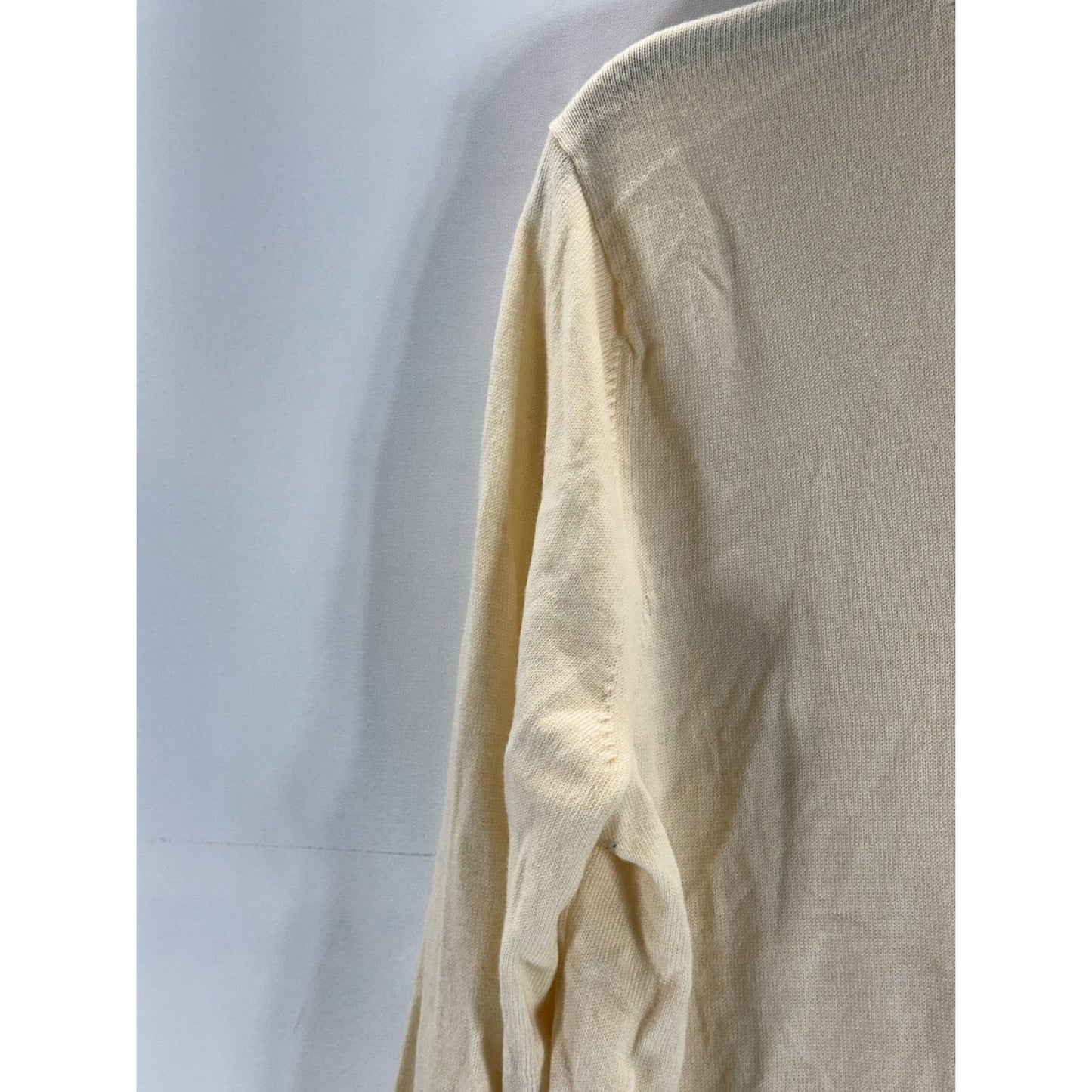 BANANA REPUBLIC Men's Cream V-Neck Extra Fine Merino Wool Pullover Sweater SZ M