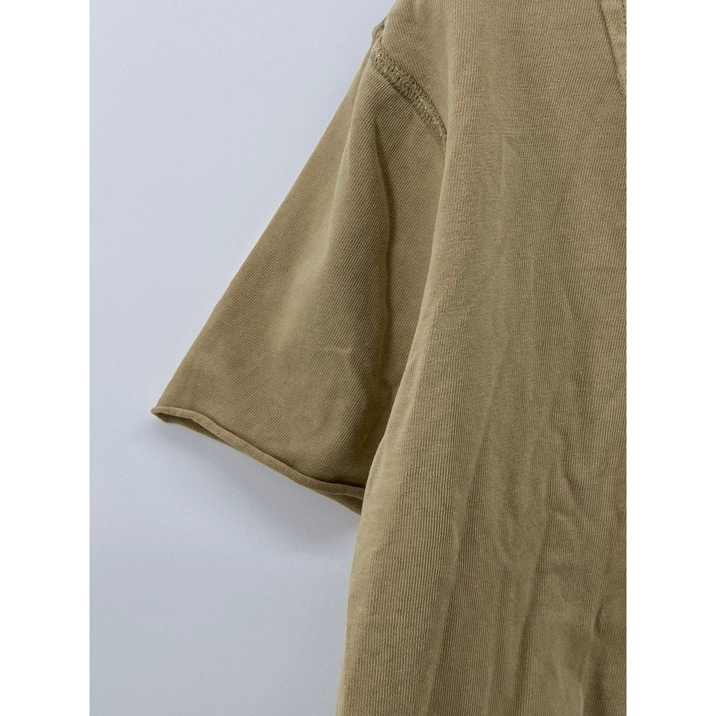 ZARA Women's Tan Crewneck Oversized Short Sleeve Top SZ S
