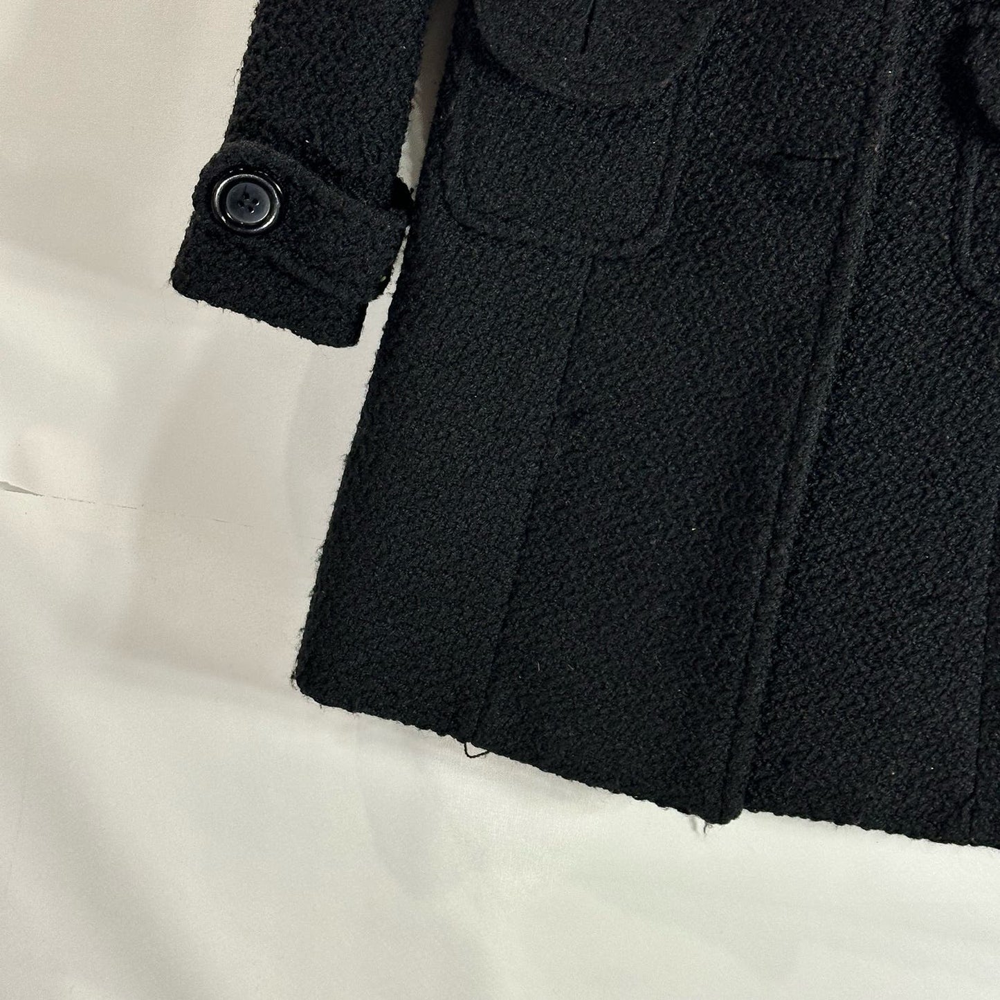 POETRY CLOTHING Women's Black Textured Four-Button Collar Coat SZ M