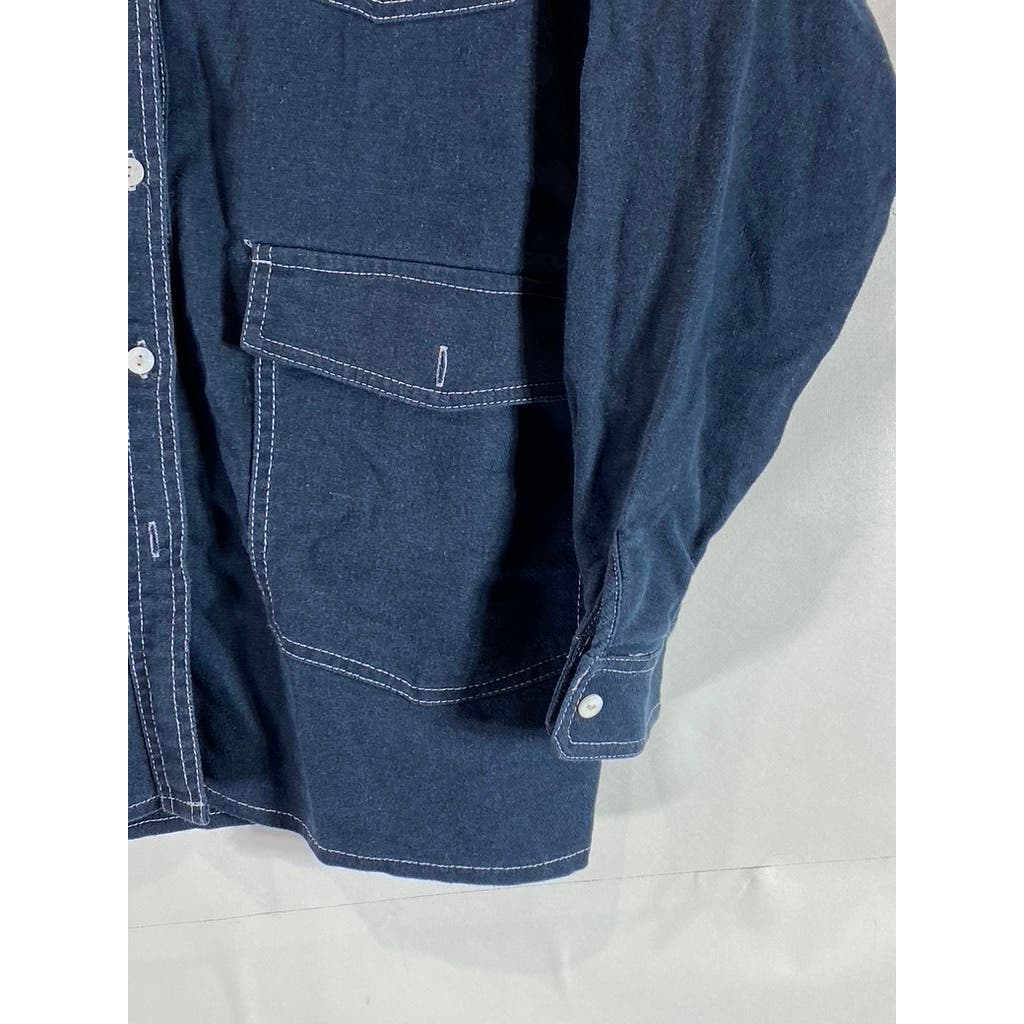 OAK + FORT Men's Blue Denim Button-Up Long Sleeve Shirt SZ M