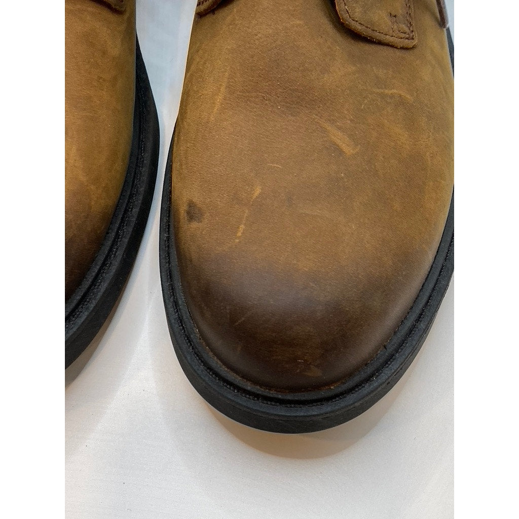 CLARKS Women's Brown Leather Orinoco Round-Toe Side-Buckle Combat Boots SZ 8.5