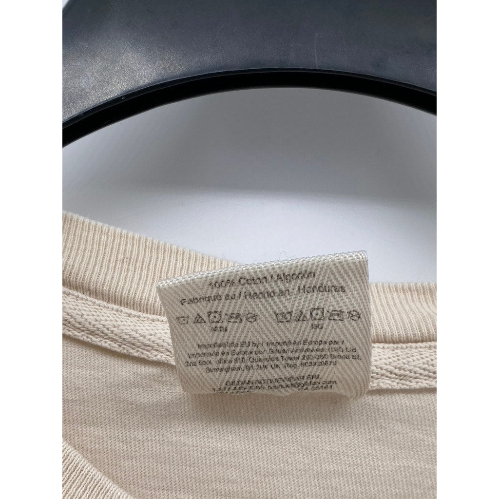 COMFORT COLORS Men's Beige Crewneck Buz-Zin Logo Short Sleeve T-Shirt SZ XL
