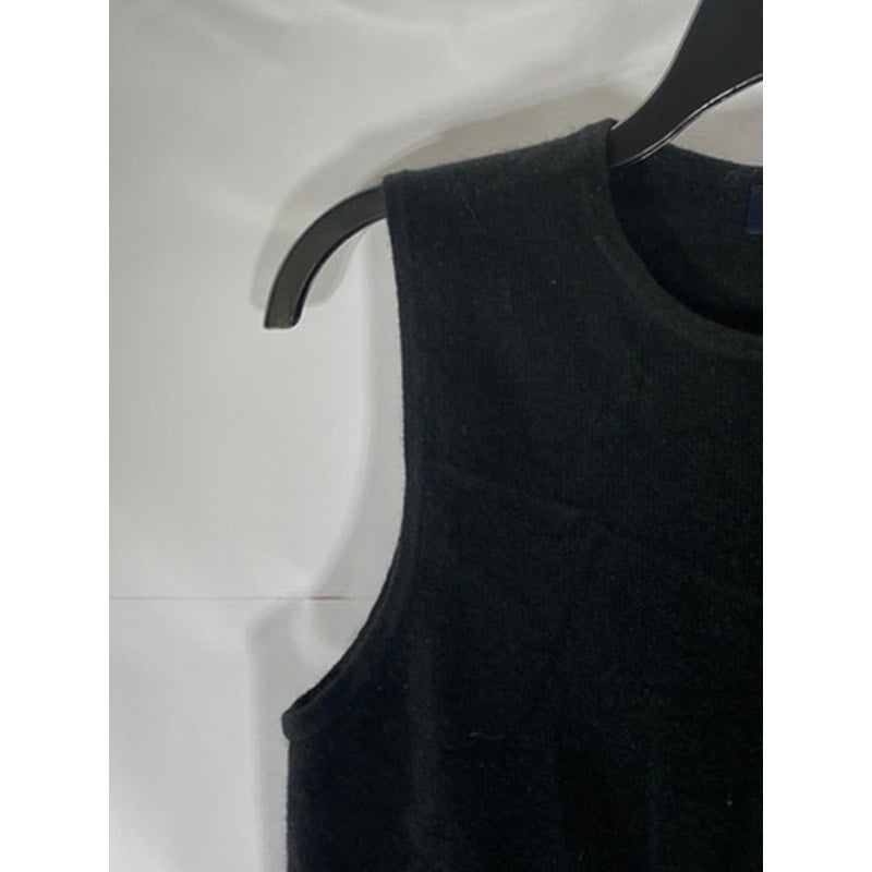 ANN TAYLOR Women’s Black Solid Two-Ply Cashmere Crewneck Tank Top SZ M