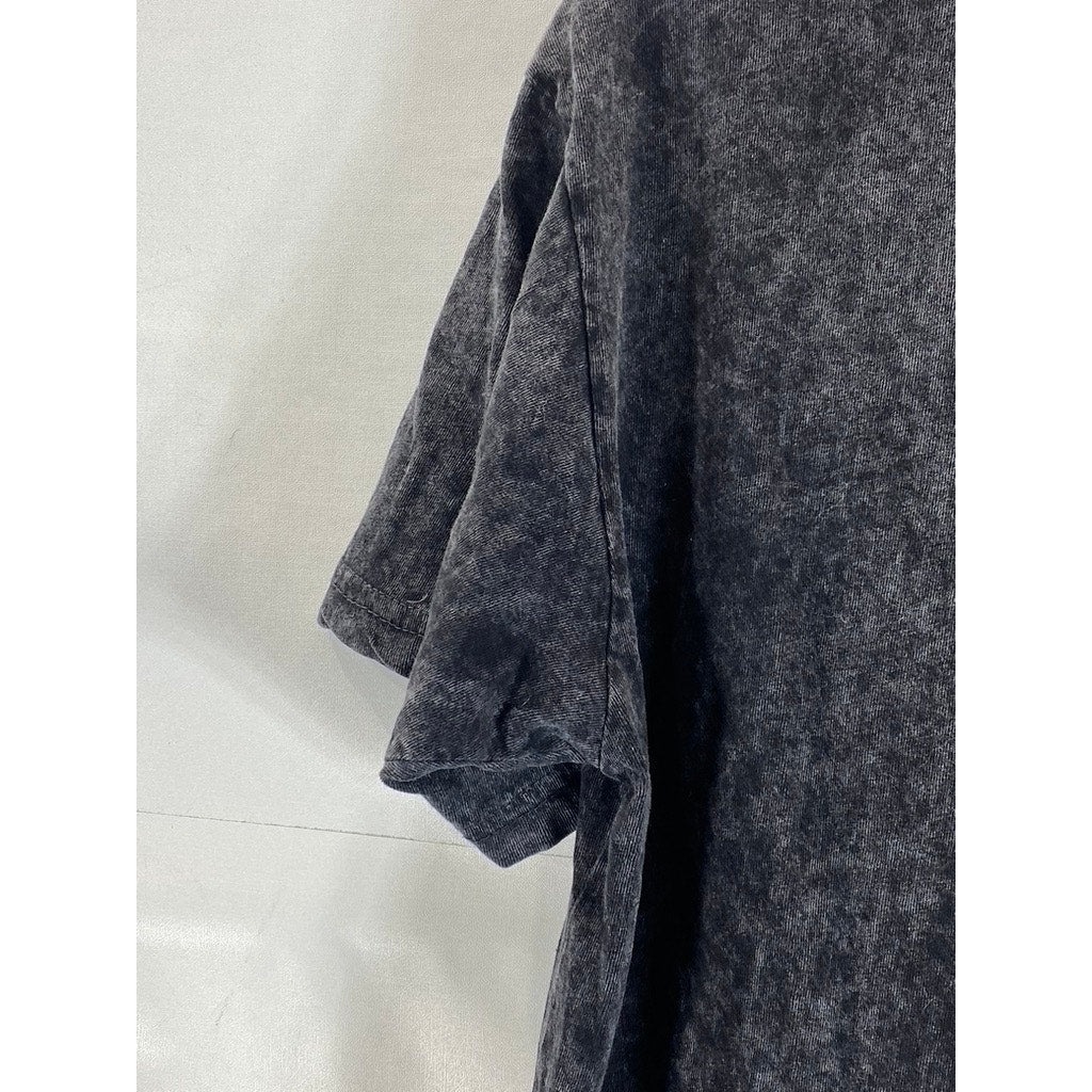NIRVANA Men's Charcoal Gray Burnout Acid Wash Short Sleeve Band Logo Shirt SZ M
