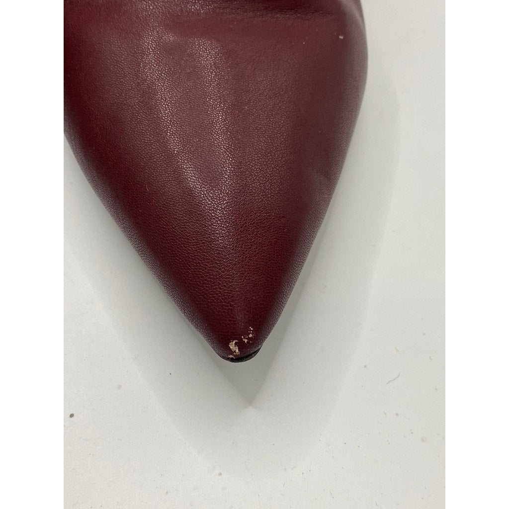 MADDEN GIRL Women's Burgundy Faux-Leather Stormyy Pointed-Toe Ankle Boots SZ 9.5