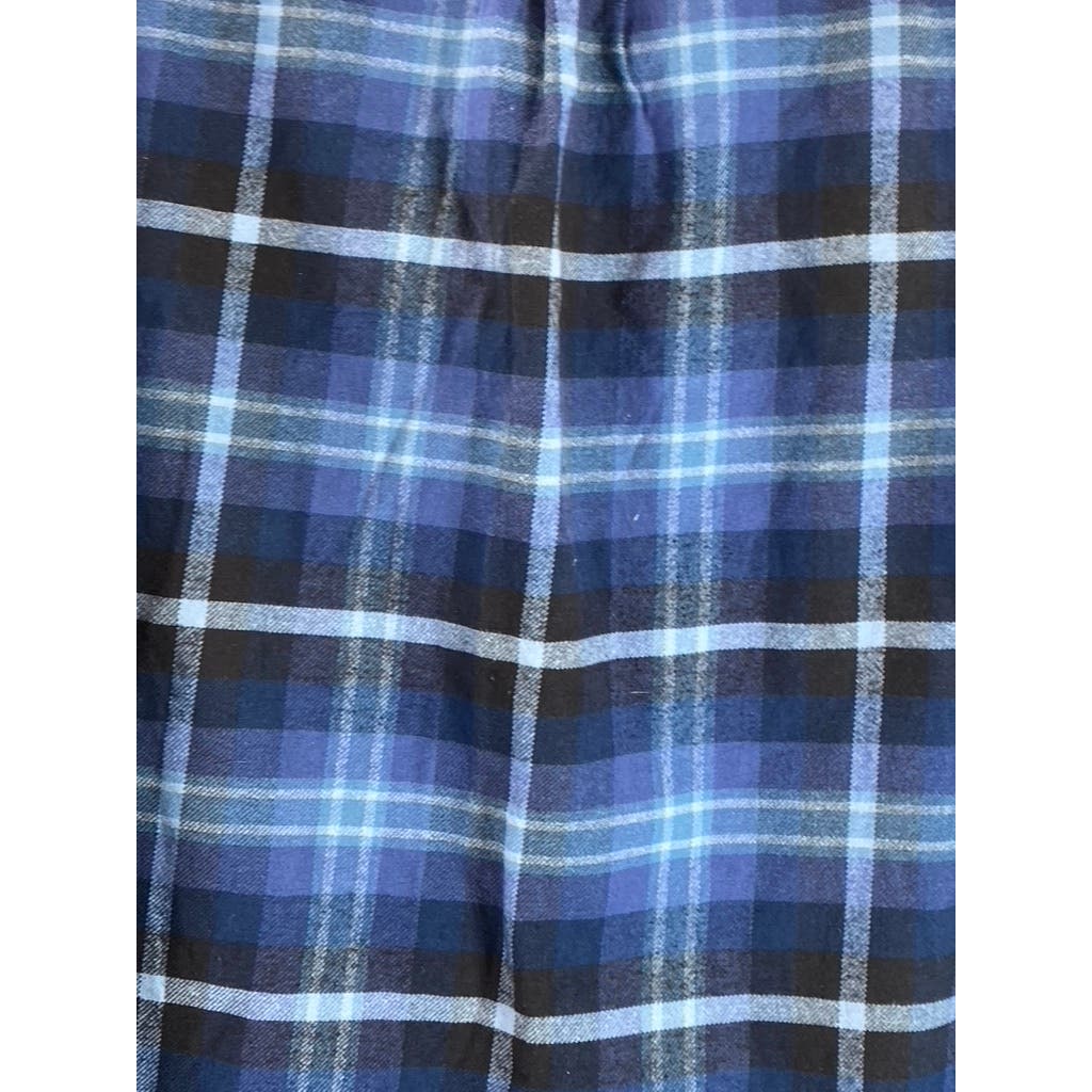JACHS Men's Blue Plaid Heritage Flannel Button-Up Long Sleeve Shirt SZ L