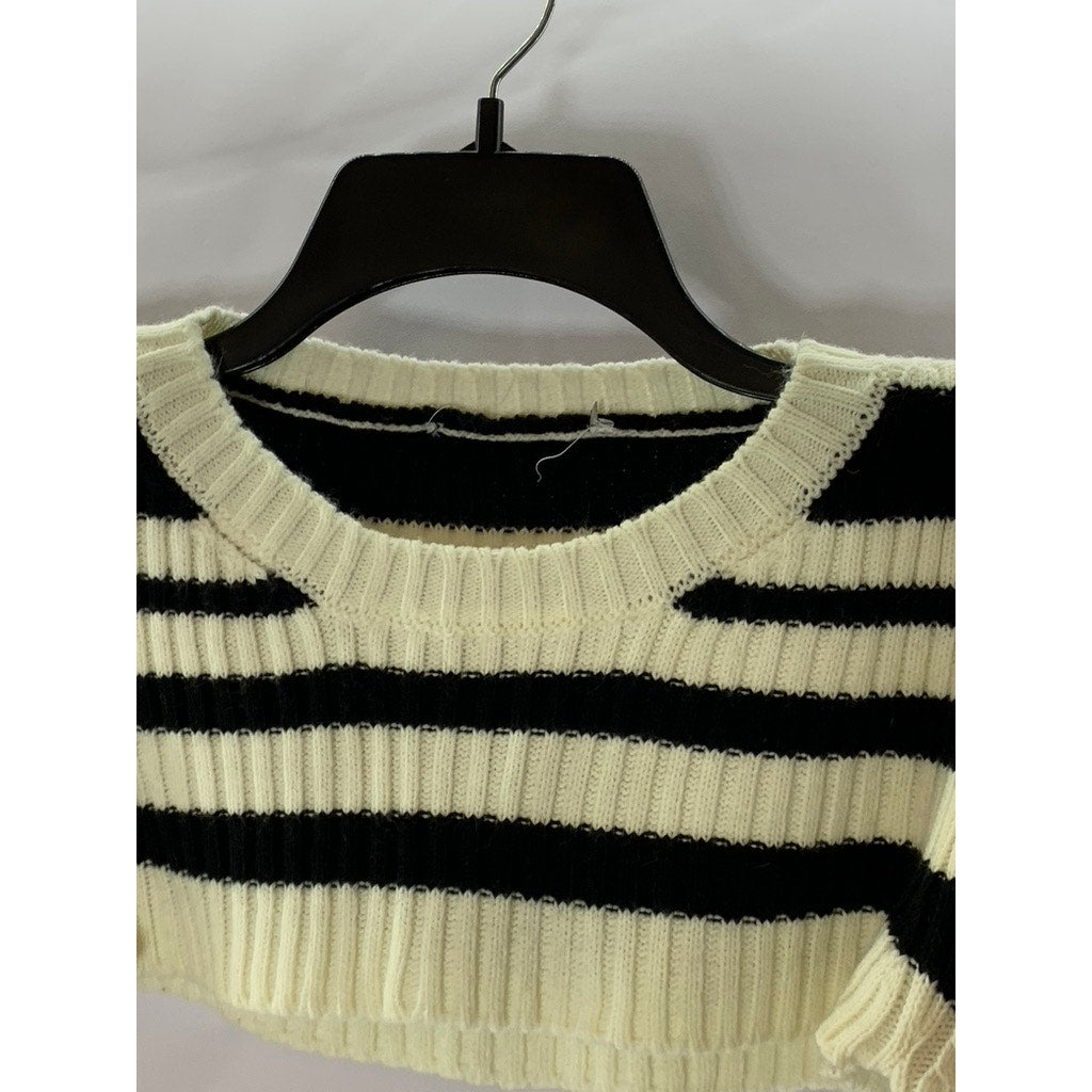 MAEVE By ANTHROPOLOGIE Women's Cream/Black Striped Long Sleeve Bolero SZ L