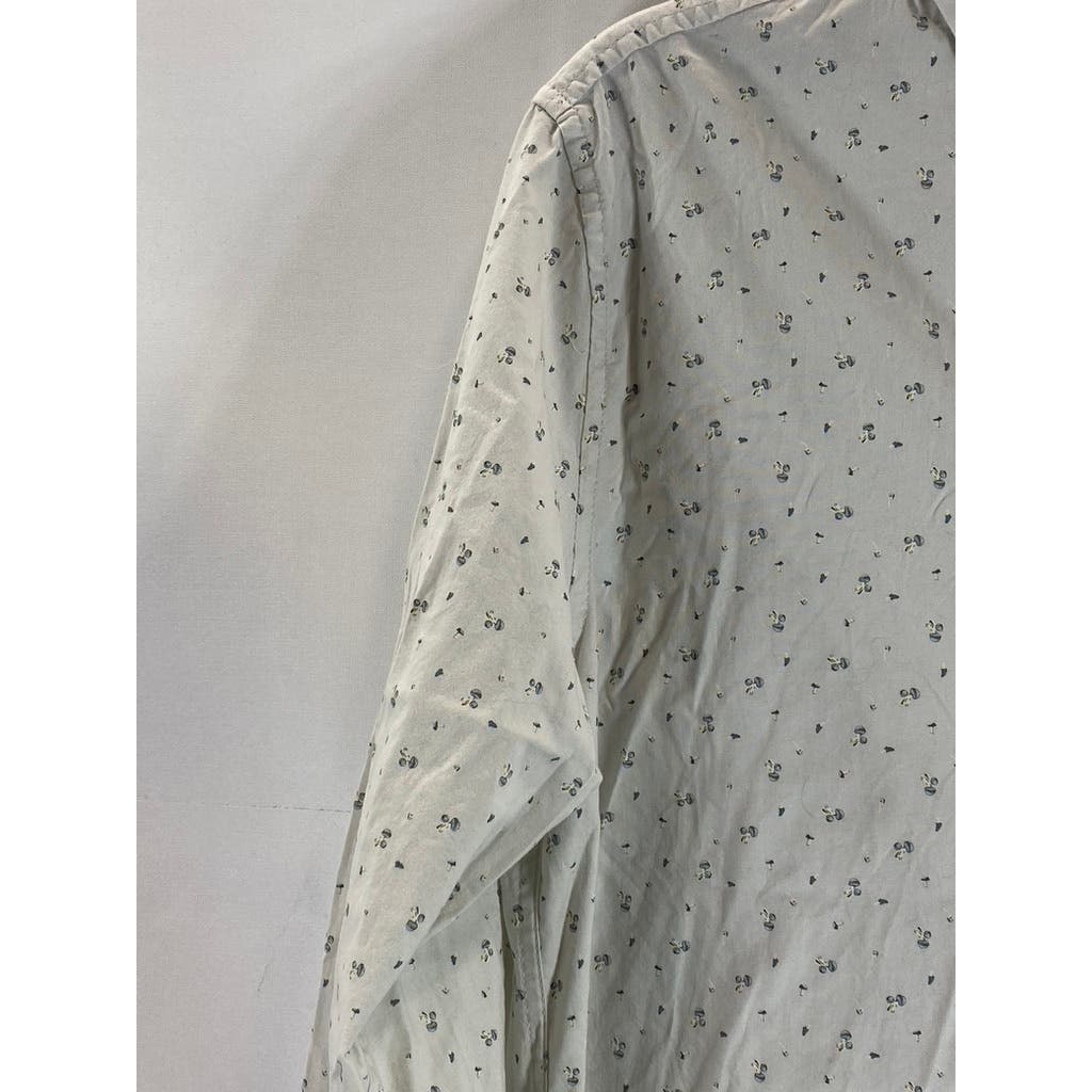 GOODFELLOW & CO Men's Silver Printed Every Wear Slim Button-Up Poplin Shirt SZ M
