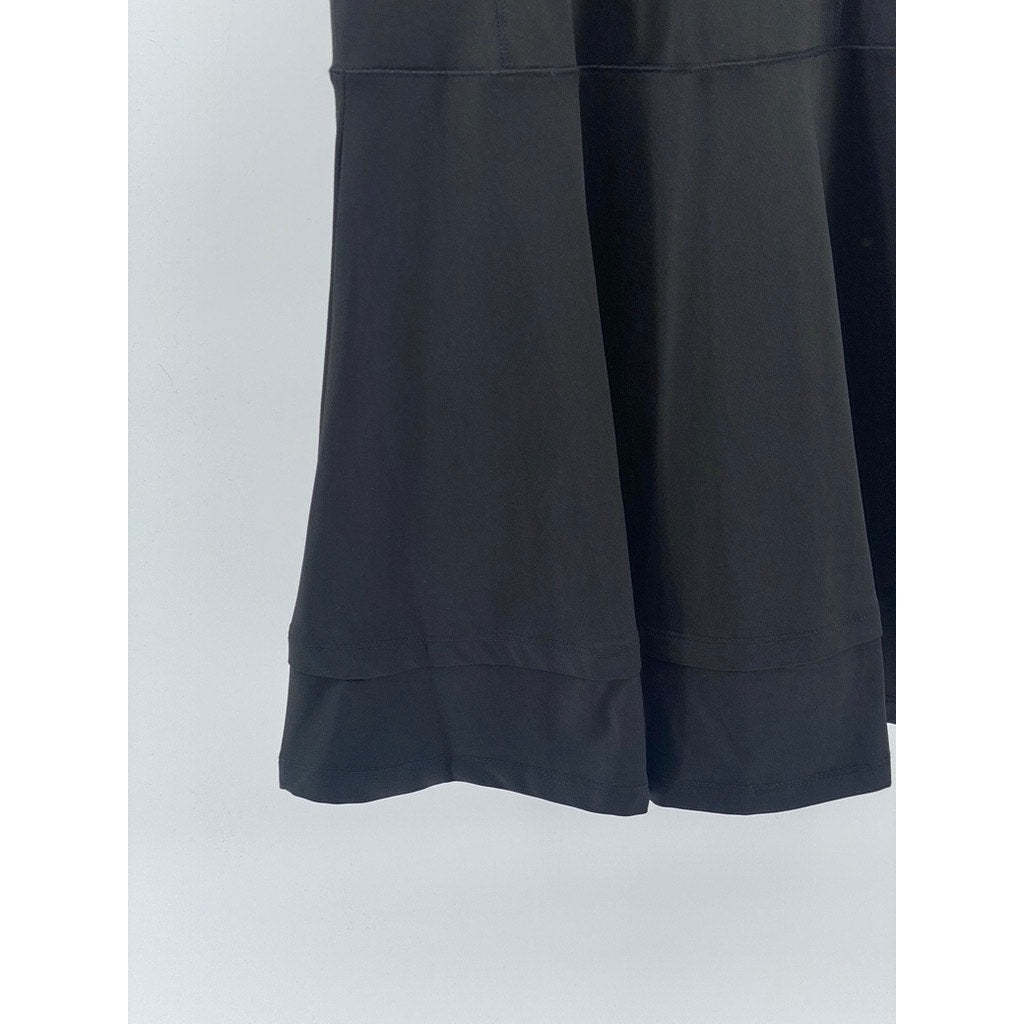 APANA Women's Black Solid Half-Zip Sleeveless A-Line Mini Active Dress SZ S