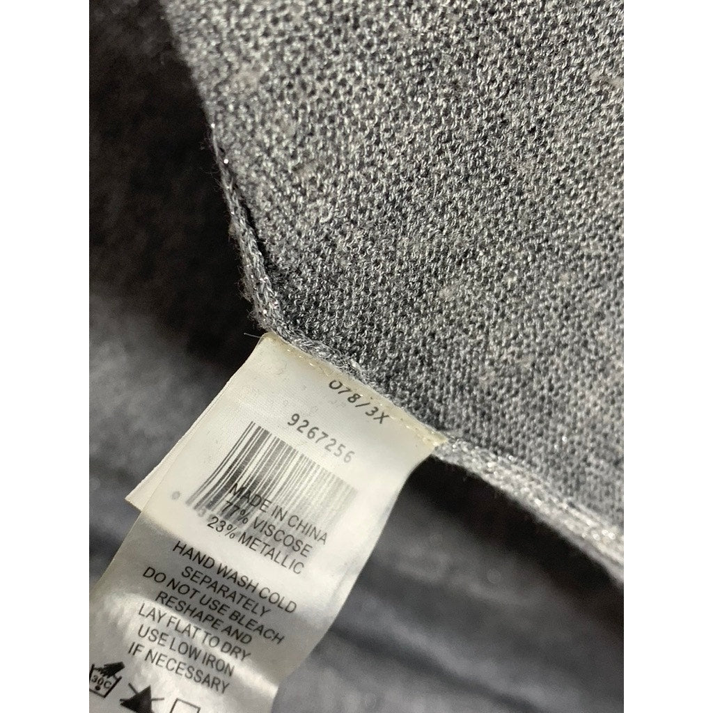VINCE CAMUTO Women's Plus Size Gray Metallic Open-Front Long Cardigan SZ 3X