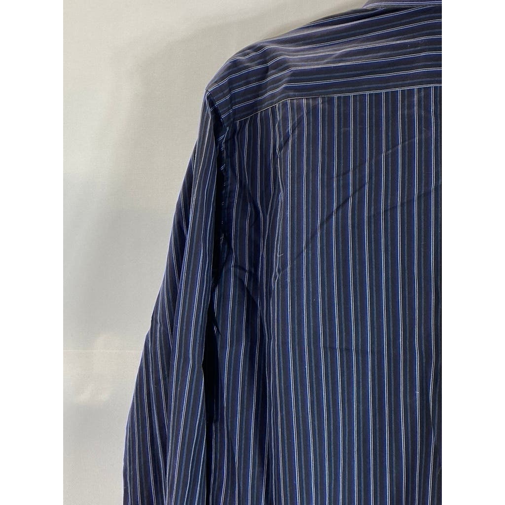 BANANA REPUBLIC Men's Black/Blue Pinstripe Button-Up Long Sleeve Shirt SZ15/15.5