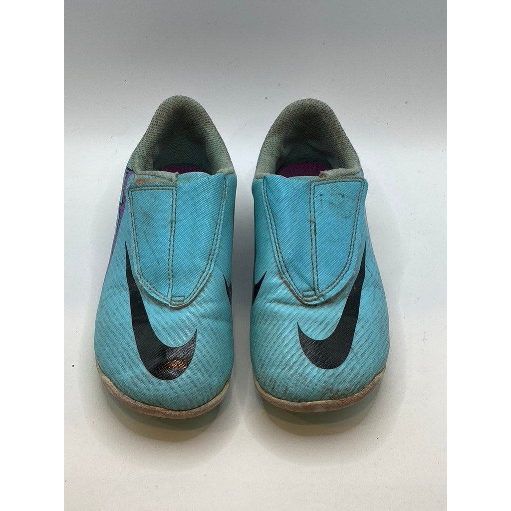 NIKE Kids' Hyper Turquoise Mercurial Vapor 15 Round-Toe Strap Soccer Cleats SZ13