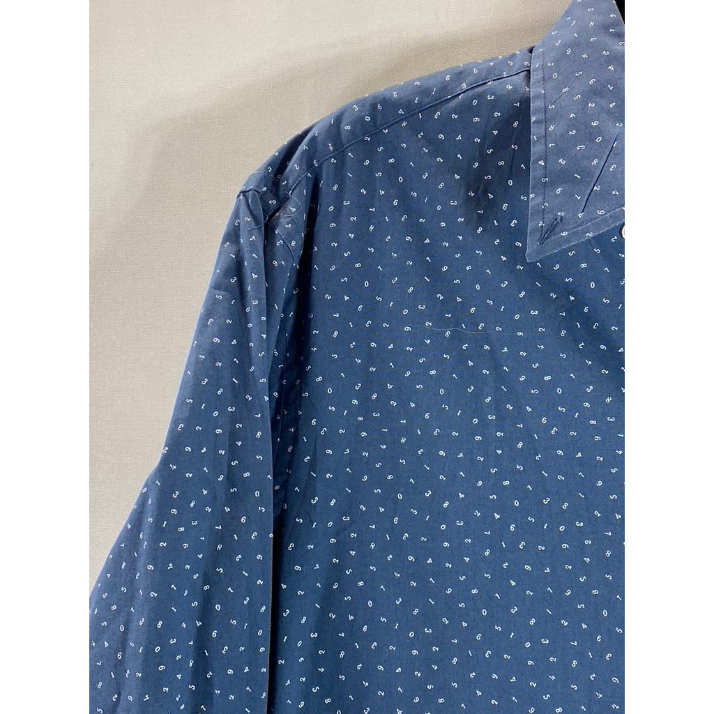 J. CREW Men's Blue Printed Mercantile Flex Slim-Fit Button-Up Shirt SZ M