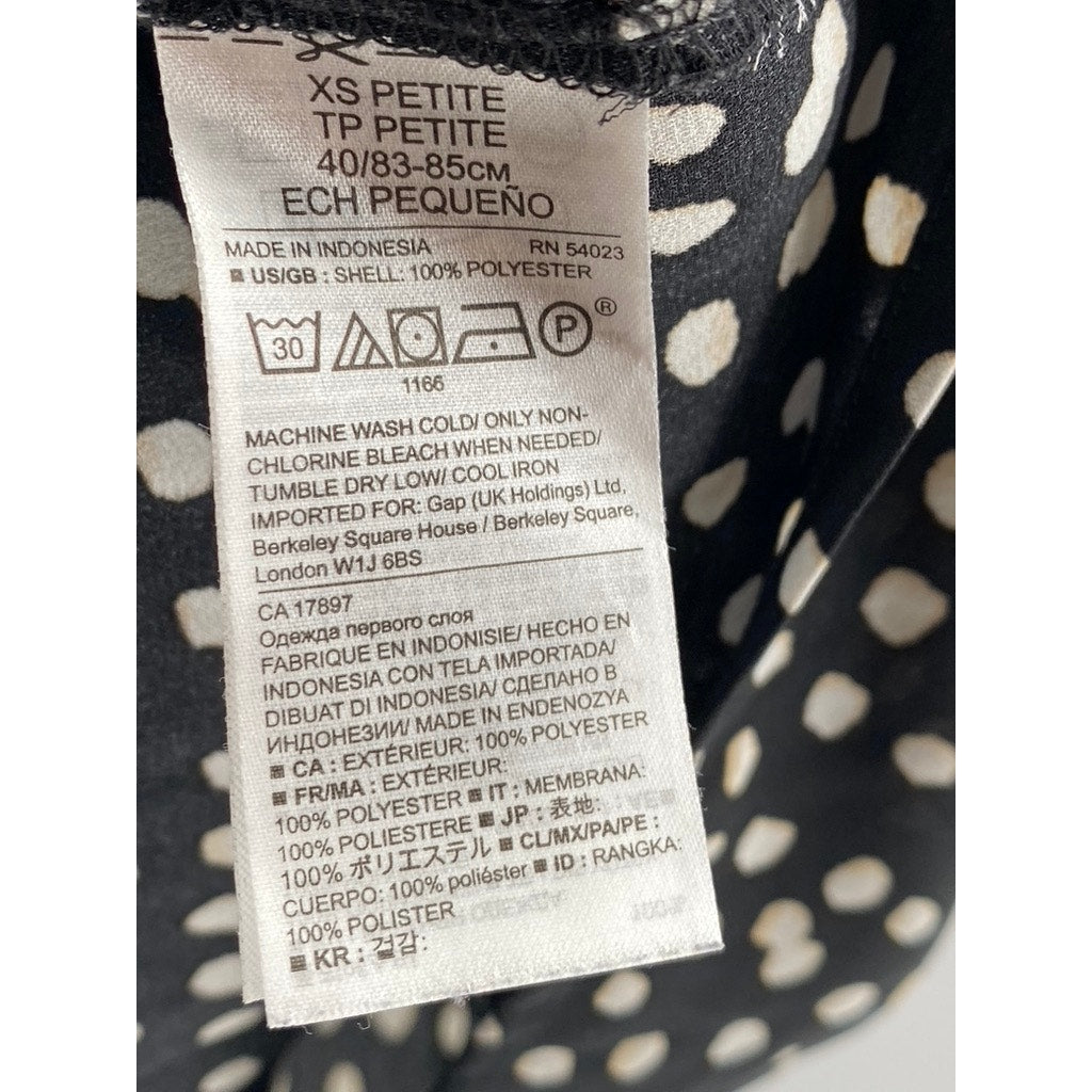 BANANA REPUBLIC Women's Petite Black-White Dot Print Surplice Top SZ XSP