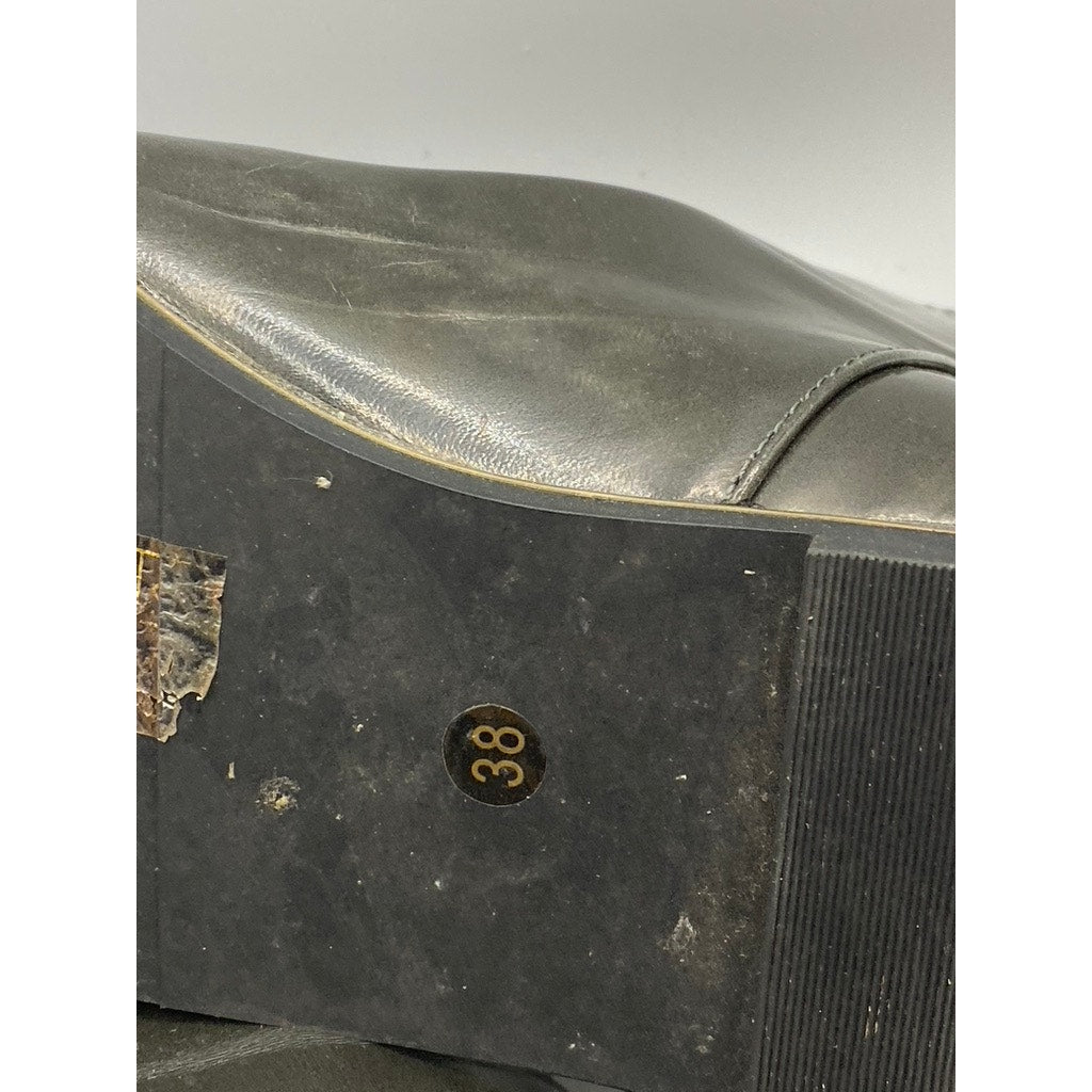 S GIOVANNI Women's Black Leather Rory Almond-Toe Side Zip Boots SZ 38(US7.5)