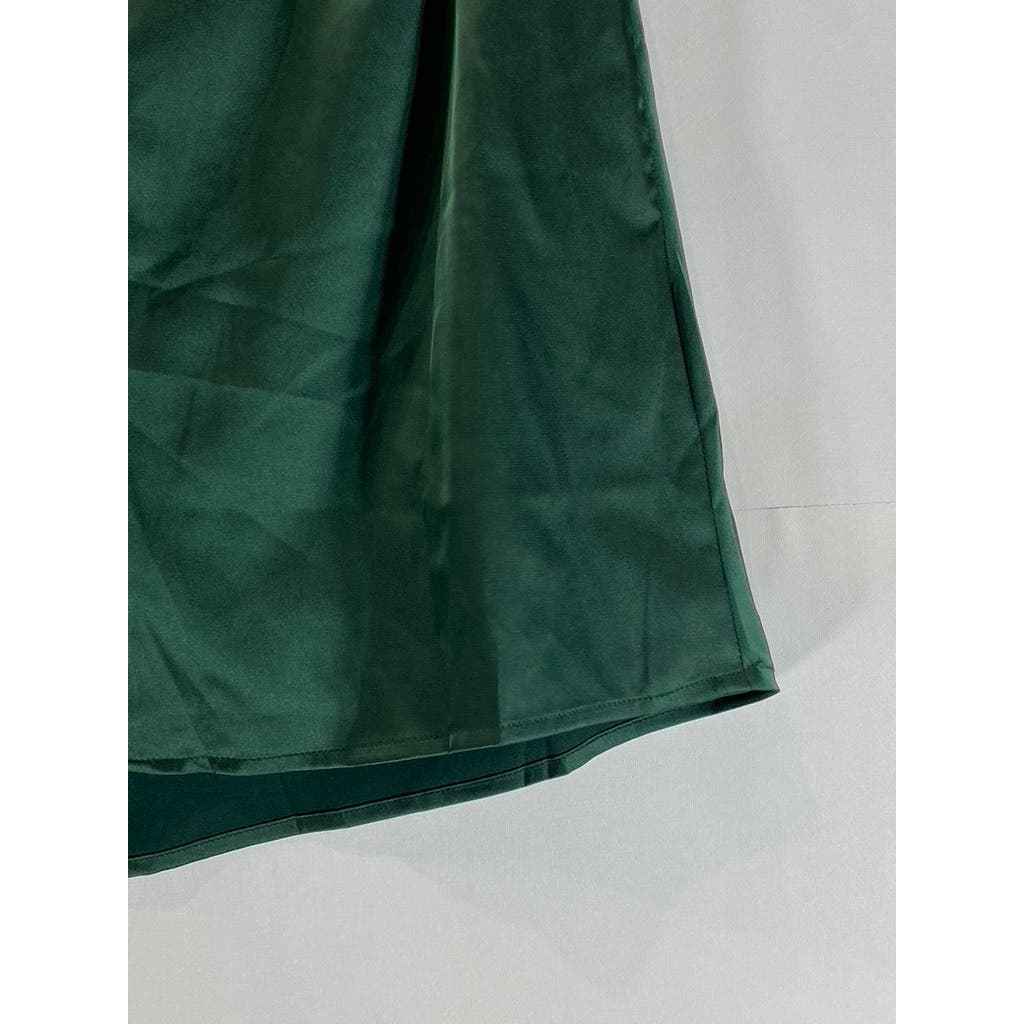 KENDALL & KYLIE Women's Green Satin Drawstring Slit-Hem Mini Skirt SZ S