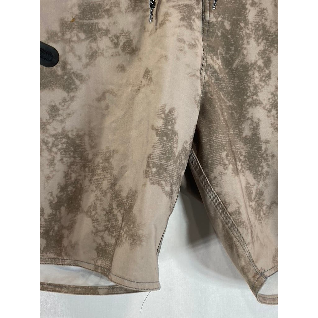 LIRA Men's Brown/Pink Tropical Trim Pull-On Board Shorts SZ 38