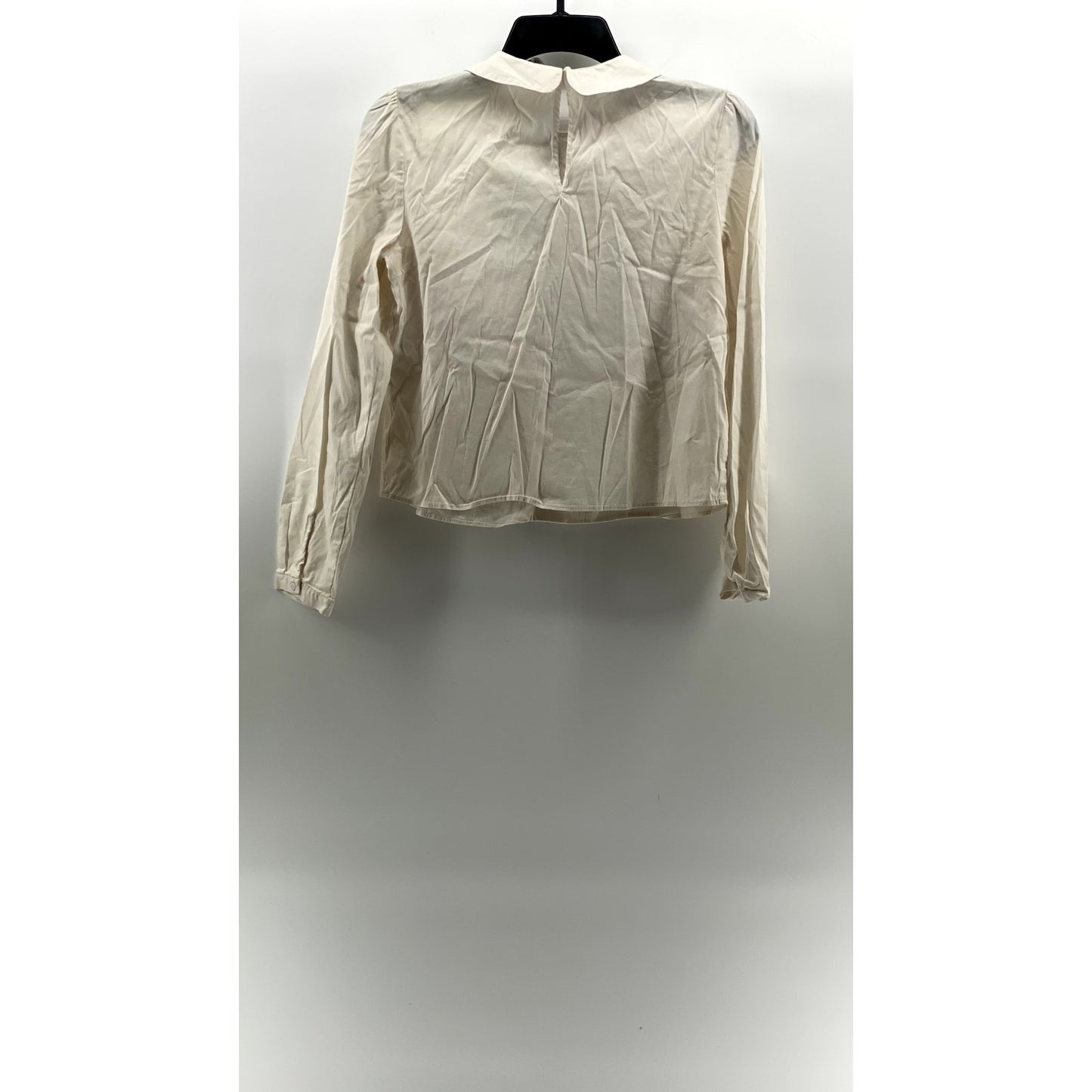 ZARA Women's Off-White Bib Collar Long Sleeve Button-Up Top SZ XS